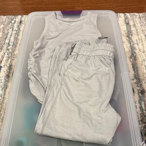 Yogalicious Gray Track Pants and Sleeveless Top Set